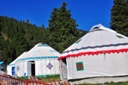 Three yurts in a row.